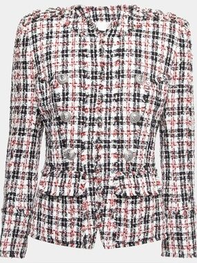 fabulous Balmain Black & Red Tweed Button